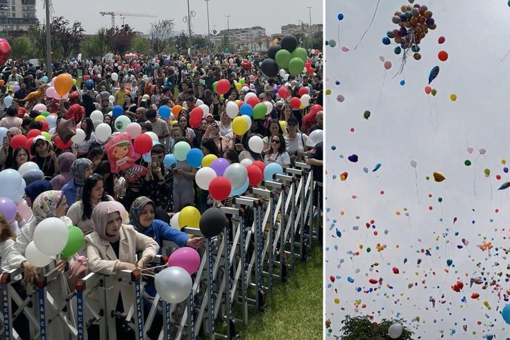 Kanseri yenen Ali Asaf için binlerce balon gökyüzüne bırakıldı