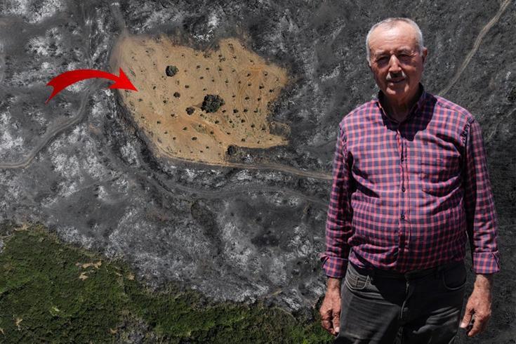 Ödemiş’te şaşırtan görüntü Bir tek Ahmet Türk’ün arsası yanmadı