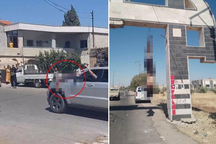 Bölgeden gelen görüntüler korkunç Dürziler, öldürdükleri Arapları araba önünde gezdiriyor