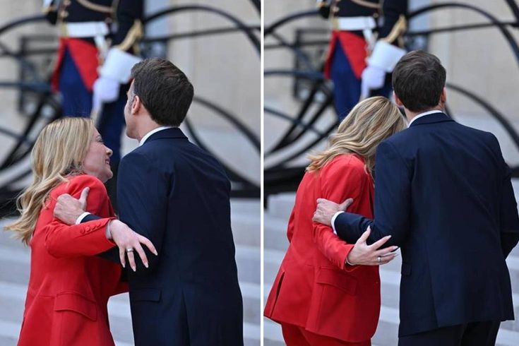 Fransa’da First Lady’yi çileden çıkaracak samimiyet, Macron Meloni’yi öperek karşıladı