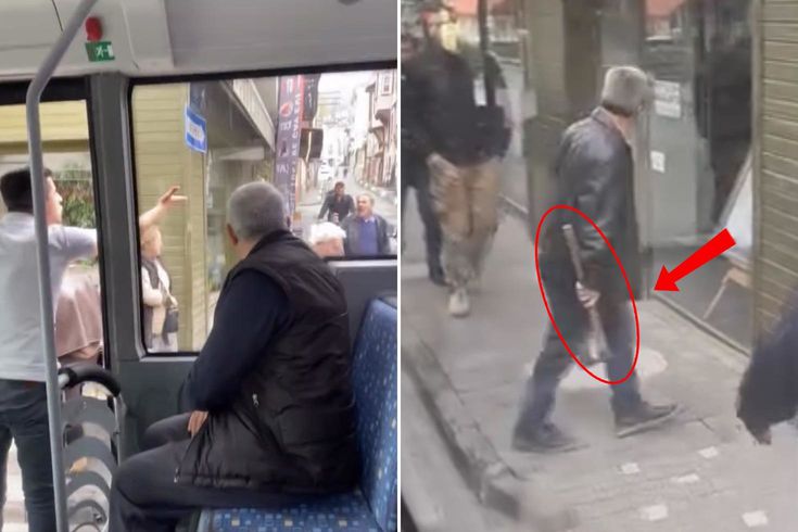 Elinde balta, ağzında küfür Yolcu otobüsüne tehditler savurdu