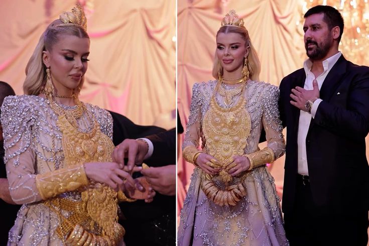Vanlı iş adamı ile fenomen evlendi Gelin takılar yüzünden hareket edemedi