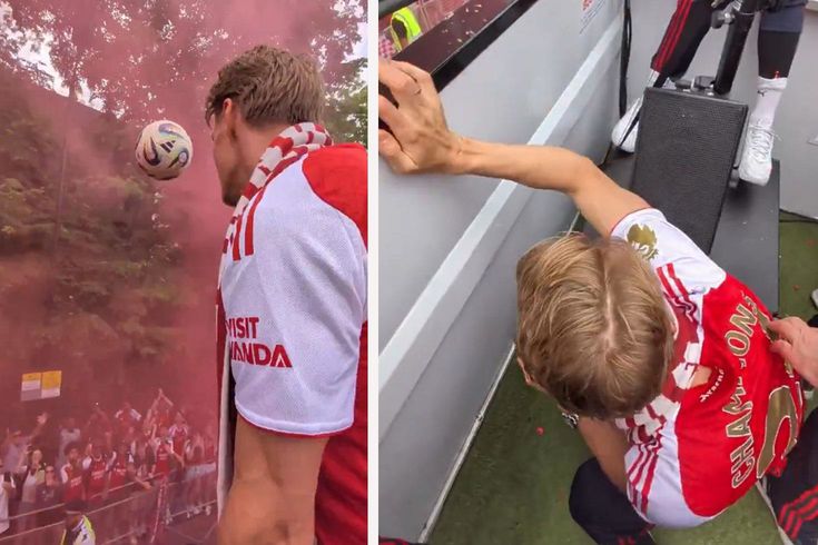 Odegaard’ın taraftarlara fırlattığı top hiç olmaması gereken kişiye isabet etti