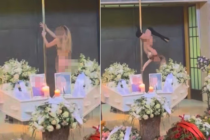 Cenazede bunu da gördük Yarı çıplak direk dansı yaptı