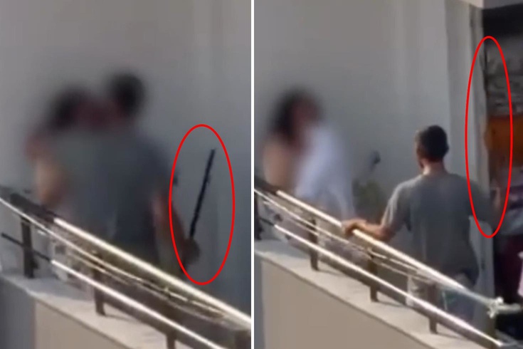 Balkonda kadına sopalı dehşet kamerada Çığlıkları böyle yankılandı
