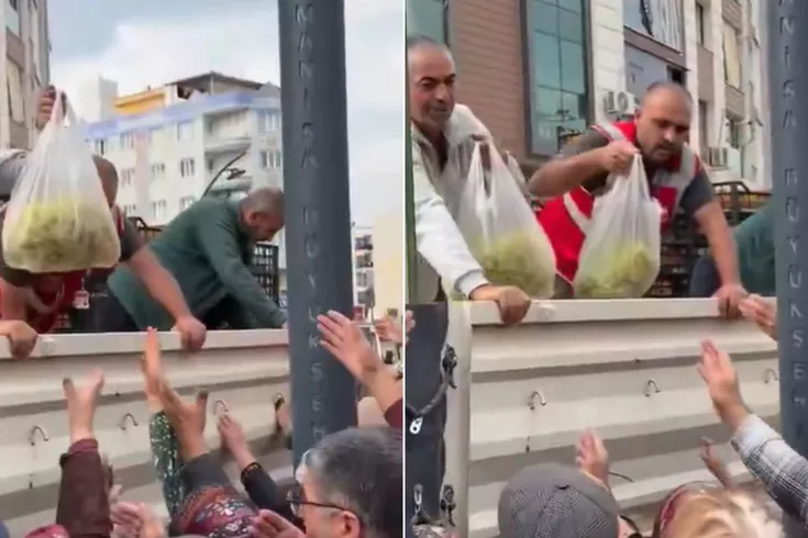 Manisa’da üzüm protestosu: 1 tır dolusu üzüm halka dağıtıldı