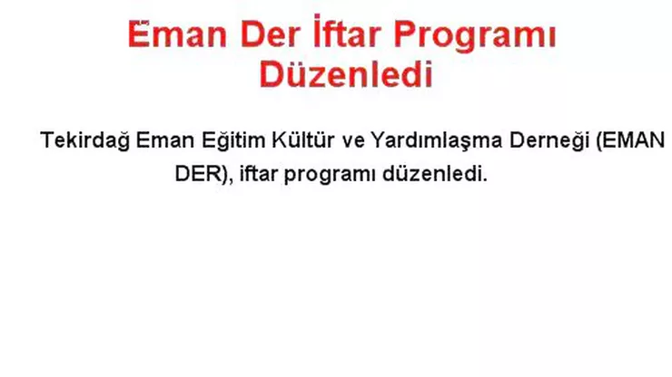 Eman Der İftar Programı Düzenledi