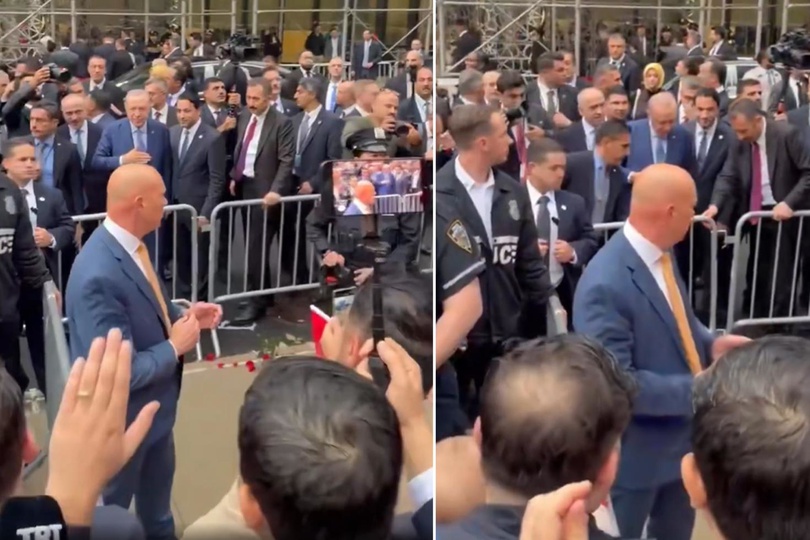 Erdoğan New York’ta bariyerleri kaldırttı, vatandaşlarla sohbet etti