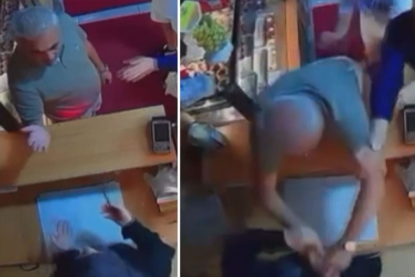 Kadın esnaf çocuklarının gözü önünde darbedildi