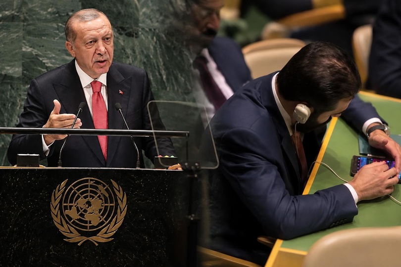 Erdoğan BM’de konuşurken skandal görüntü Şara telefonundan başını kaldırmadı