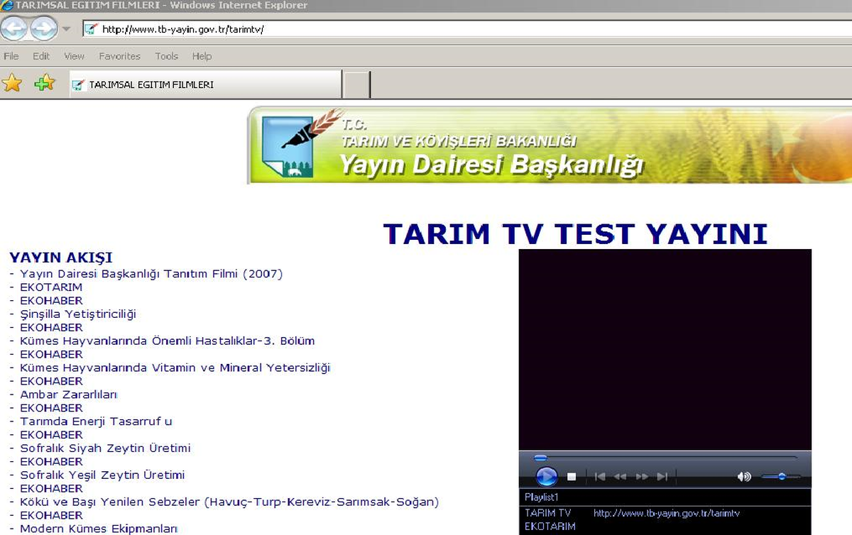 Tarım Tv İnternet Üzerinden Test Yayınlarına Başladı