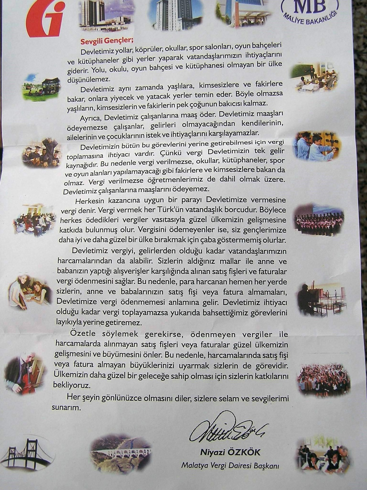 Malatya'da Öğrencilere Vergi Bilinci Mektubu