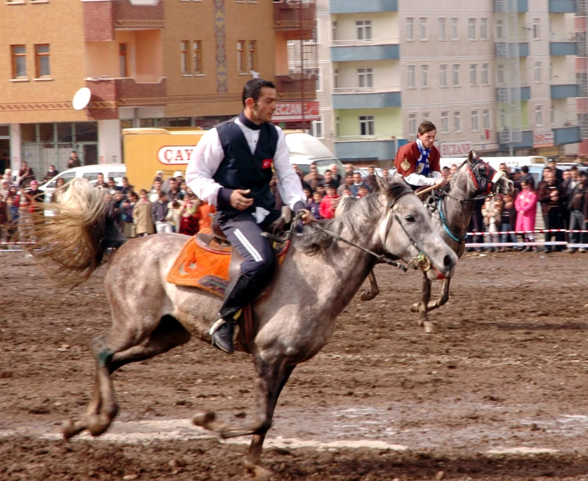 Erzurum\'da Düzenlenen Cirit Gösterileri Sırasında Ciritçiler At Üzerinde Durmakta Güçlük Çekti