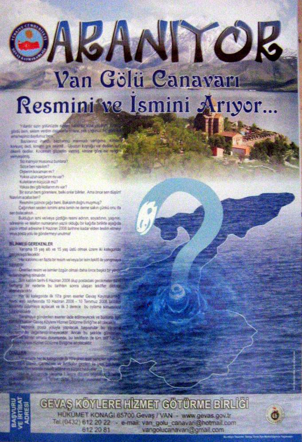 'Van Gölü Canavarı Resmini ve İsmini Arıyor' Yarışması