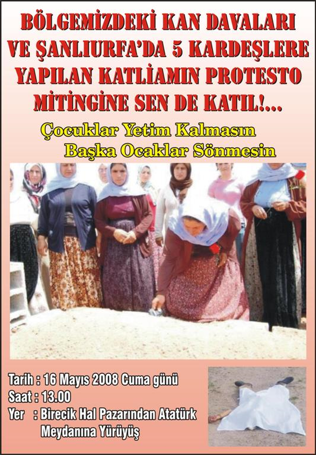 Şanlıurfa'da Kan Davası İçin Yürüyüş Yapılacak