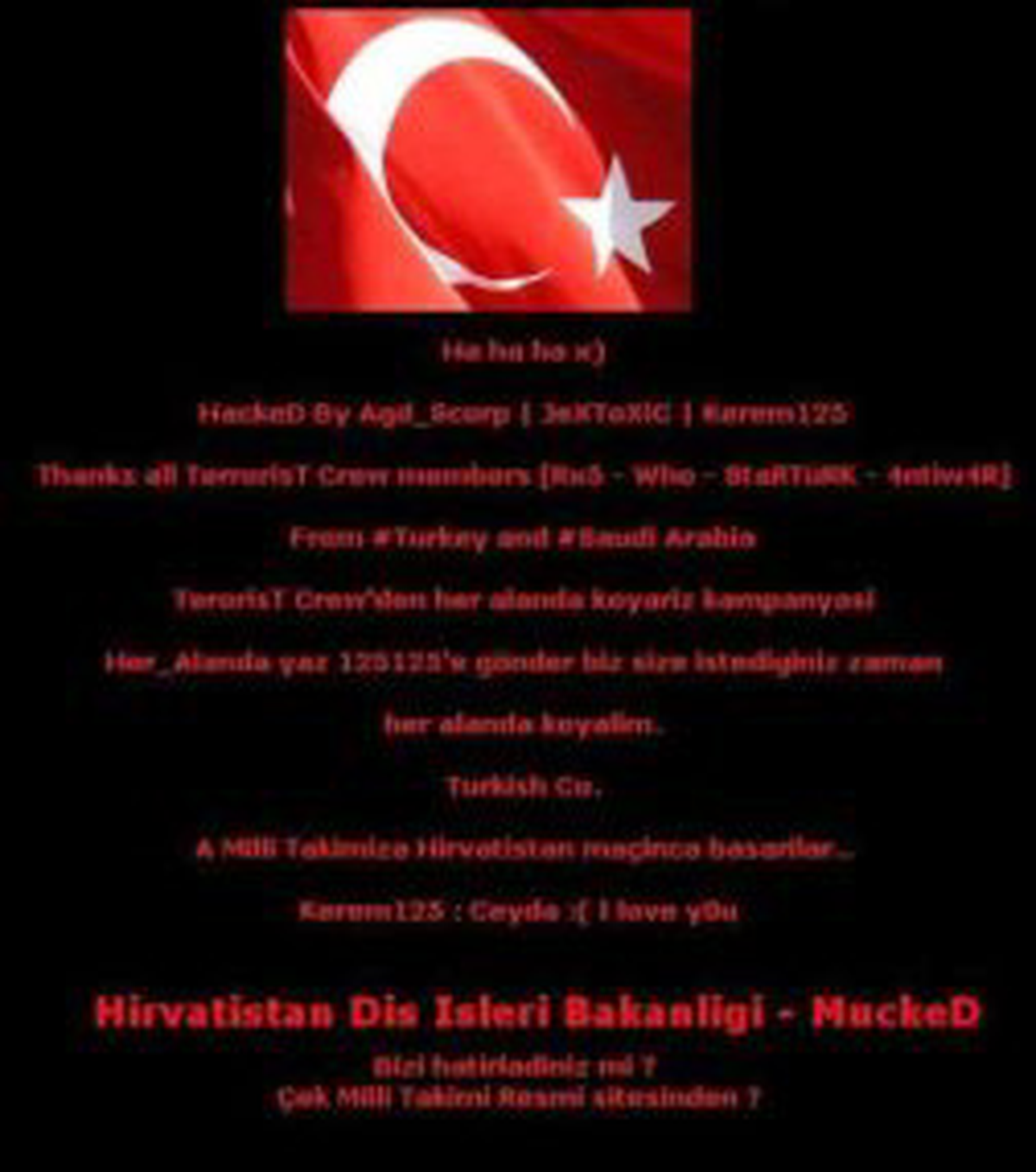 Hackerlar Hırvatlara Karşı!