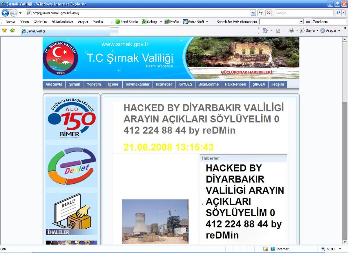 Şırnak Valiliği'nin İnternet Sitesi Hacklendi