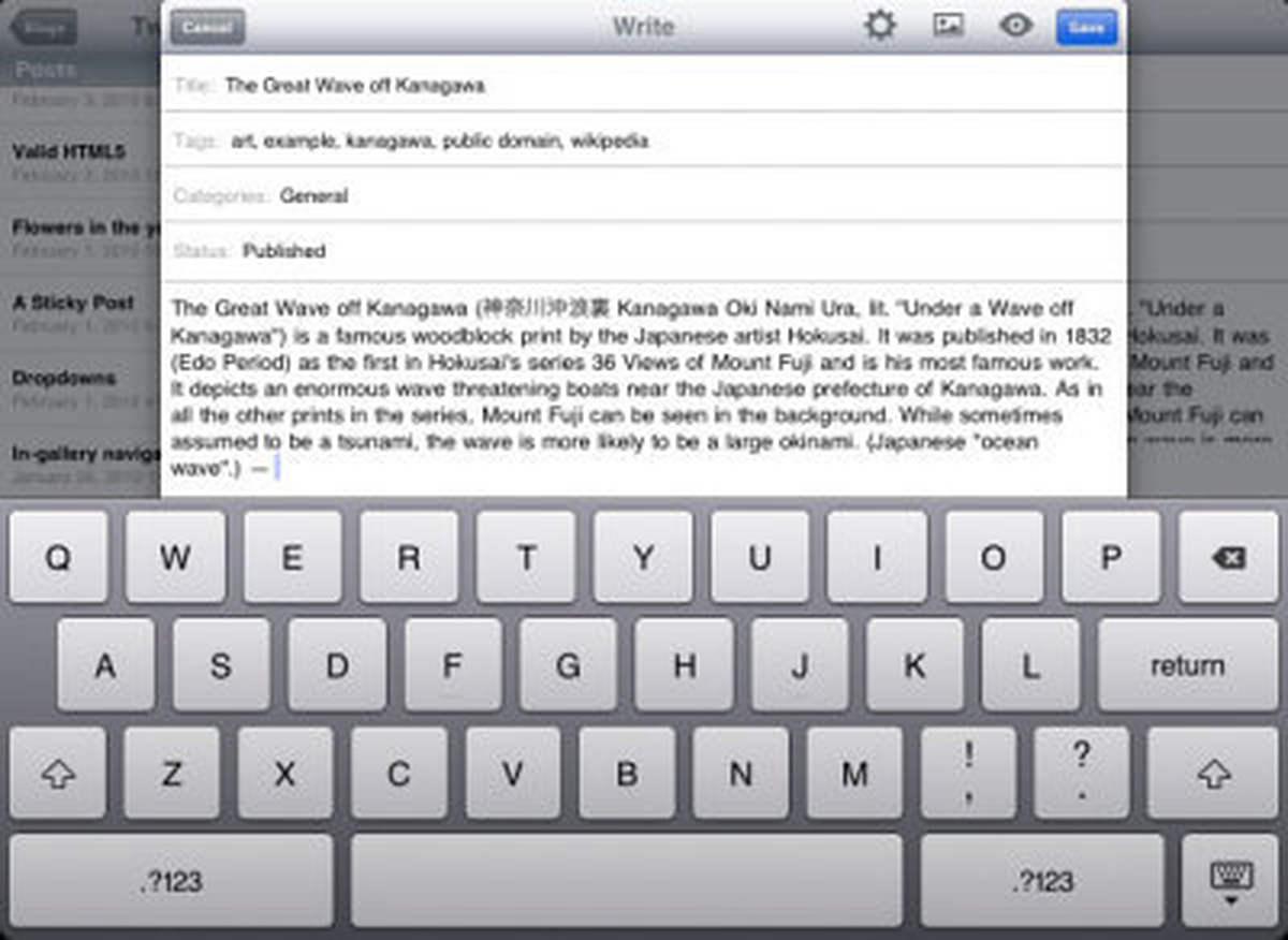 Wordpress, İpad'e Hazır