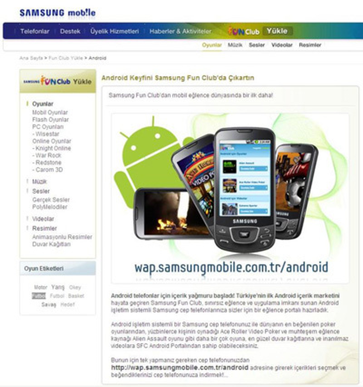 Samsung Fun Club Android Market Açıldı