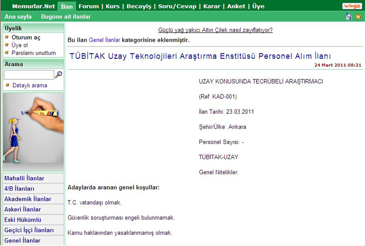 'Uzay Araştırmacısı' İlanı Veren TÜBİTAK'a, Mustafa Topaloğlu Önerildi