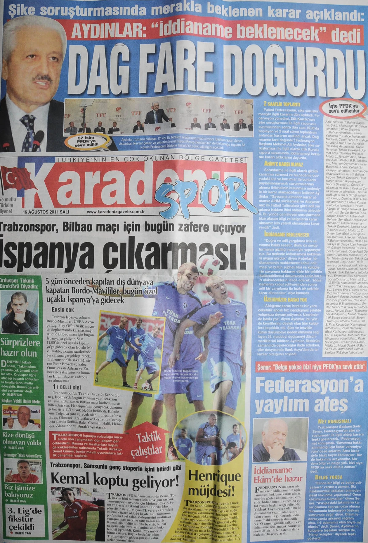 Trabzon\'da Yerel Gazeteler: Fenerasyon Gibi Davrandı