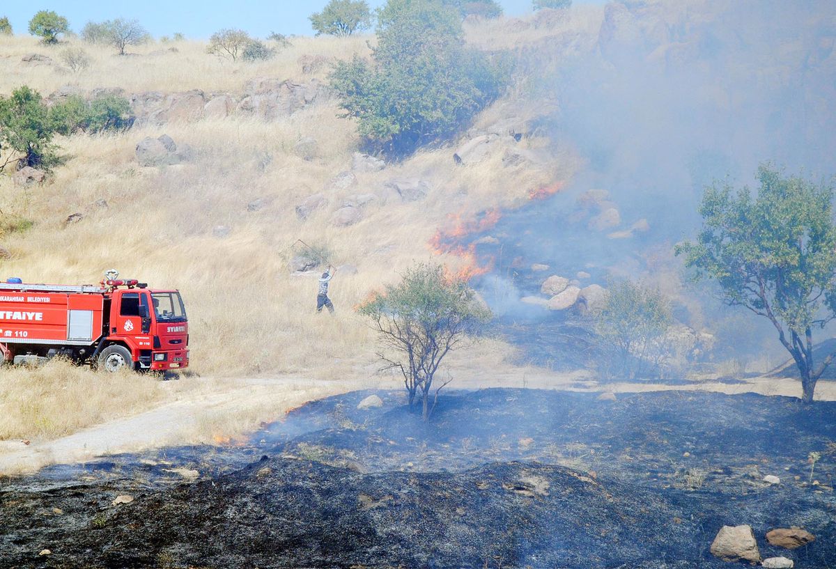 Afyonkarahisar'da Ot Yangını Korkuya Neden Oldu
