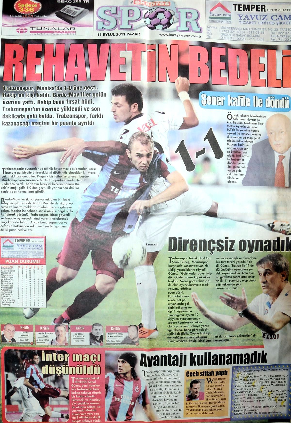 Trabzonspor'da Güneş Futbolculara Kızgın
