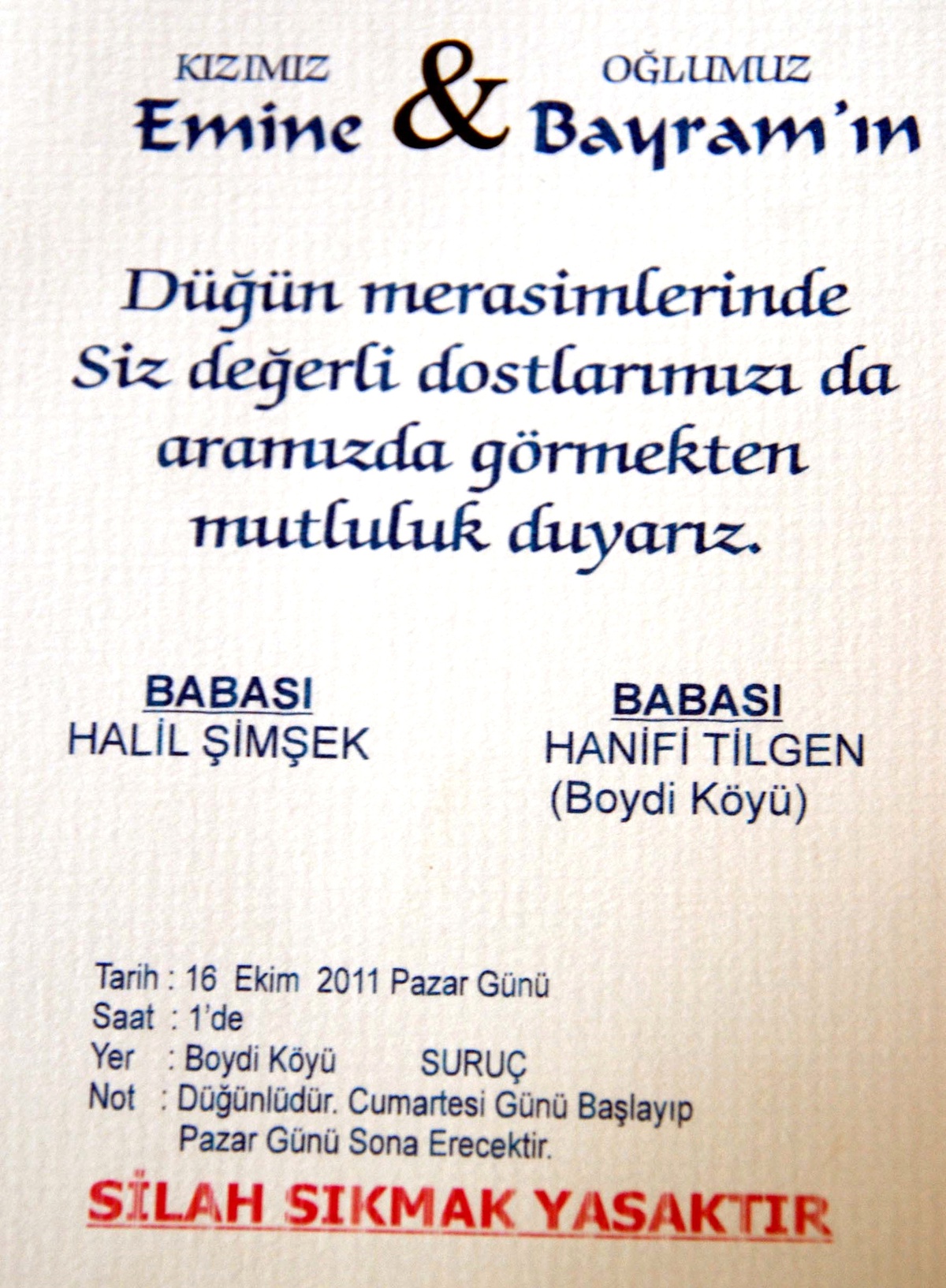 Silahın Yasak Olduğu Düğünde 57 Bin Lira Toplandı