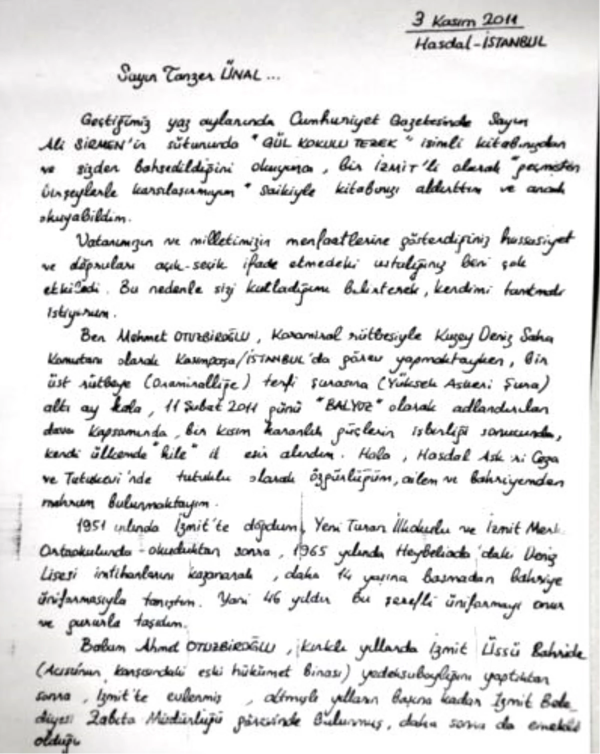 Tutuklu Koramiral Otuzbiroğlu\'ndan Mektup: Kendi Ülkemde Hile ile Esir Alındım
