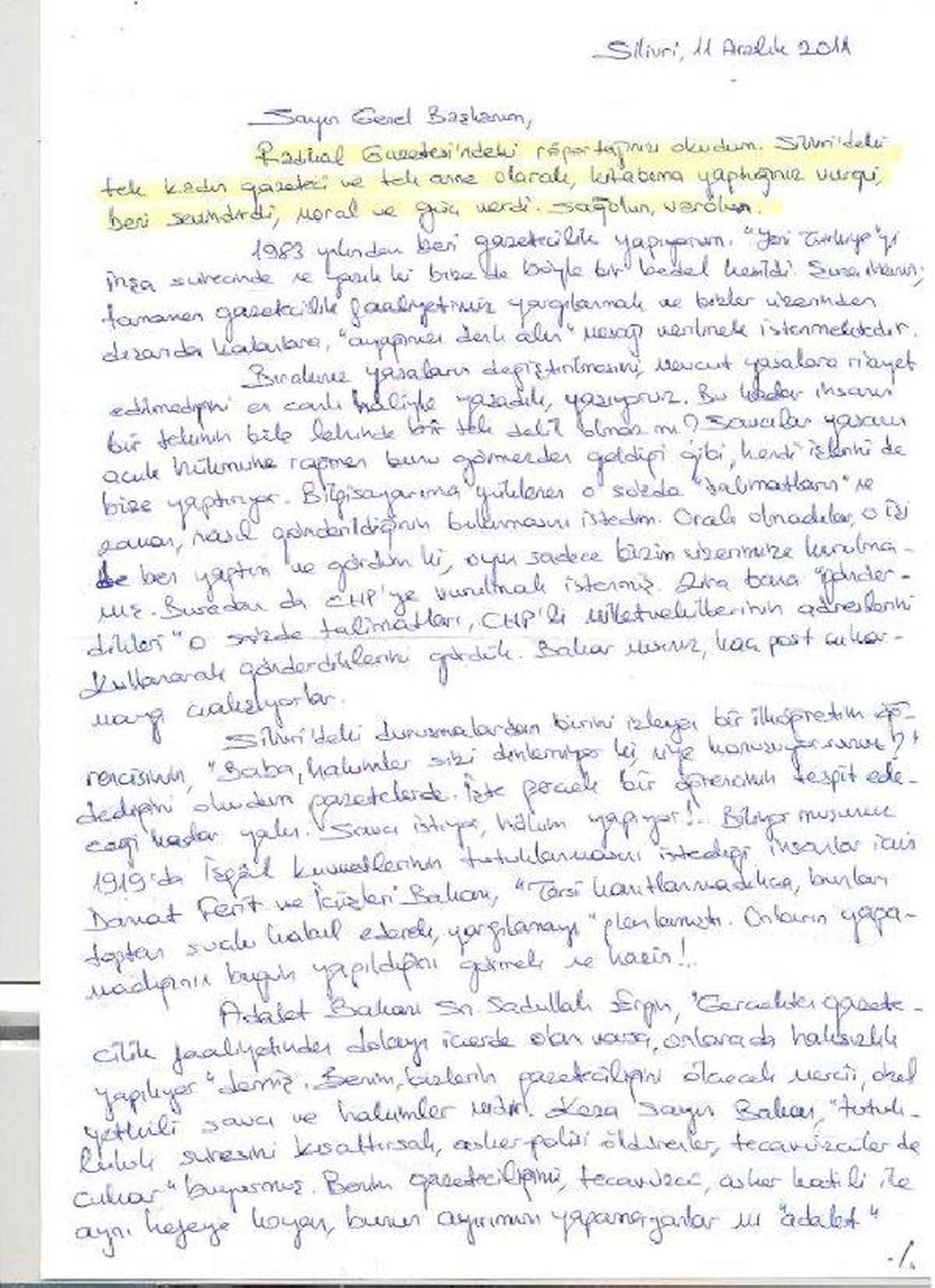 Tutuklu Kadın Gazeteci Müyesser Yıldız'dan Kılıçdaroğlu'na Mektup
