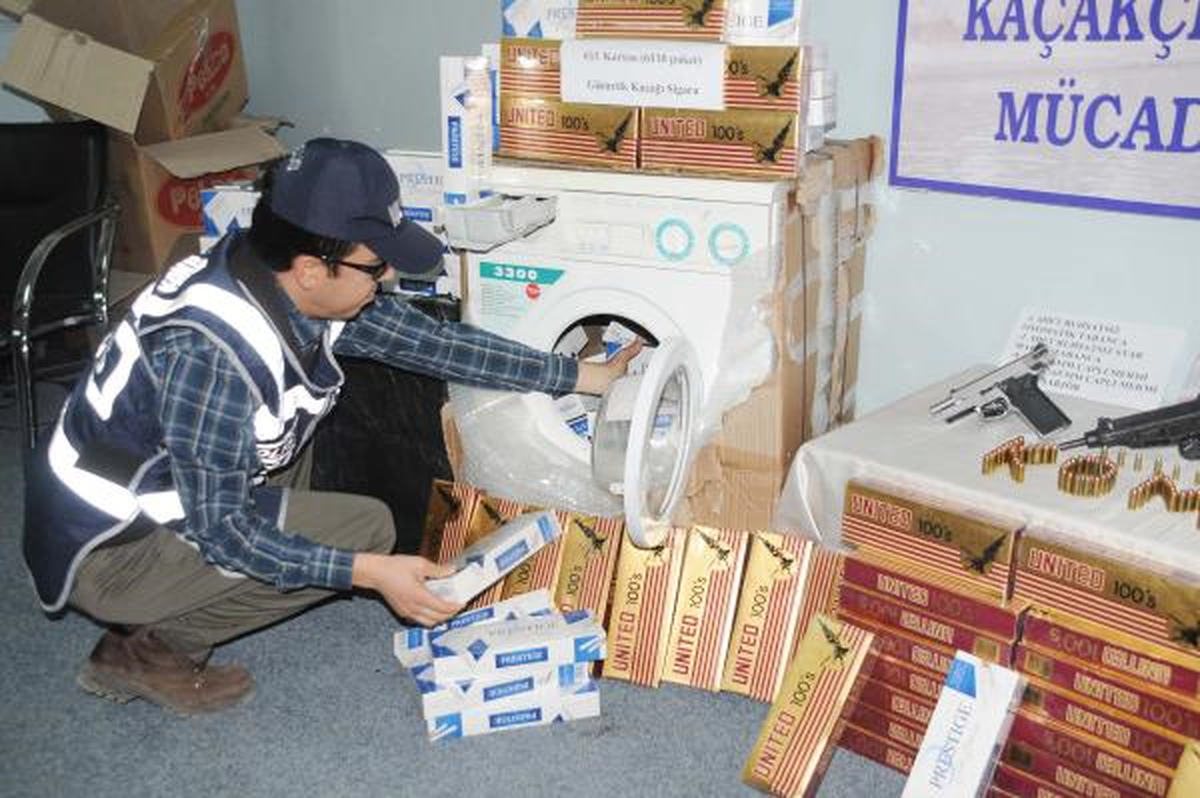 Çamaşır Makinesinde Kaçak Sigara Sevkiyatı