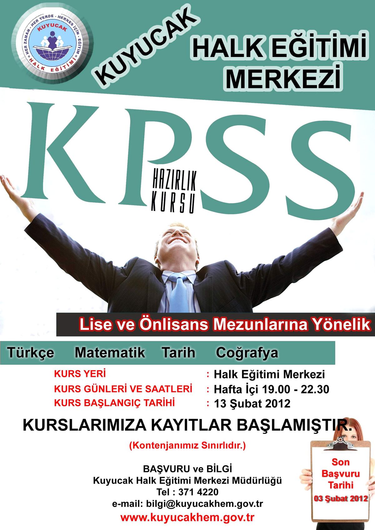 Kuyucak'ta KPSS Kursu Açılıyor