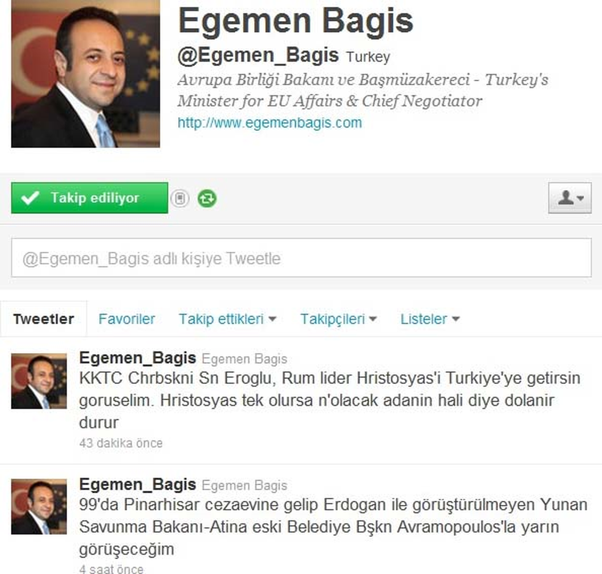 Bakan Bağış\'tan KKTC Cumhurbaşkanı Eroğlu\'na Hrıstofyas Çağrısı