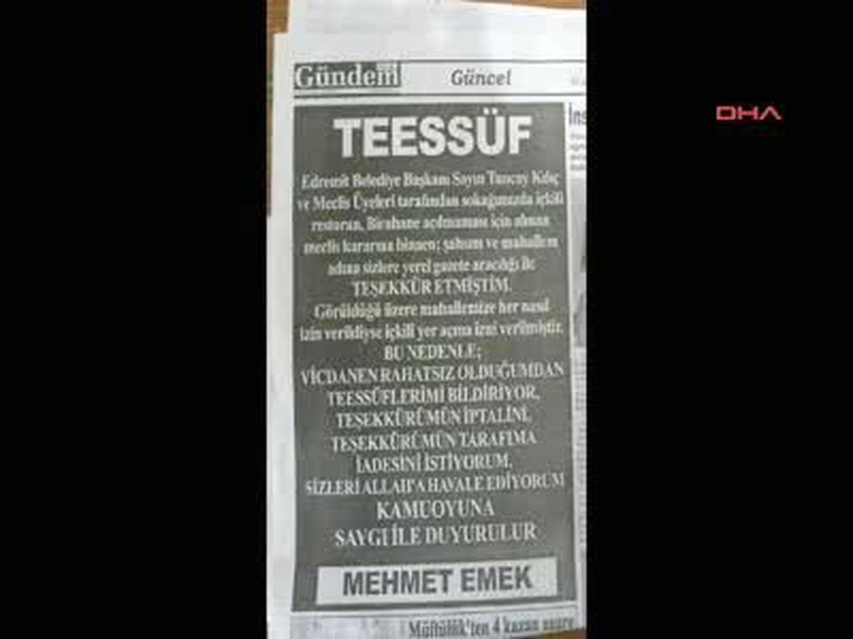 Balıkesir Foto \'teessüf İlanıyla\' Teşekkürünü Geri İstedi