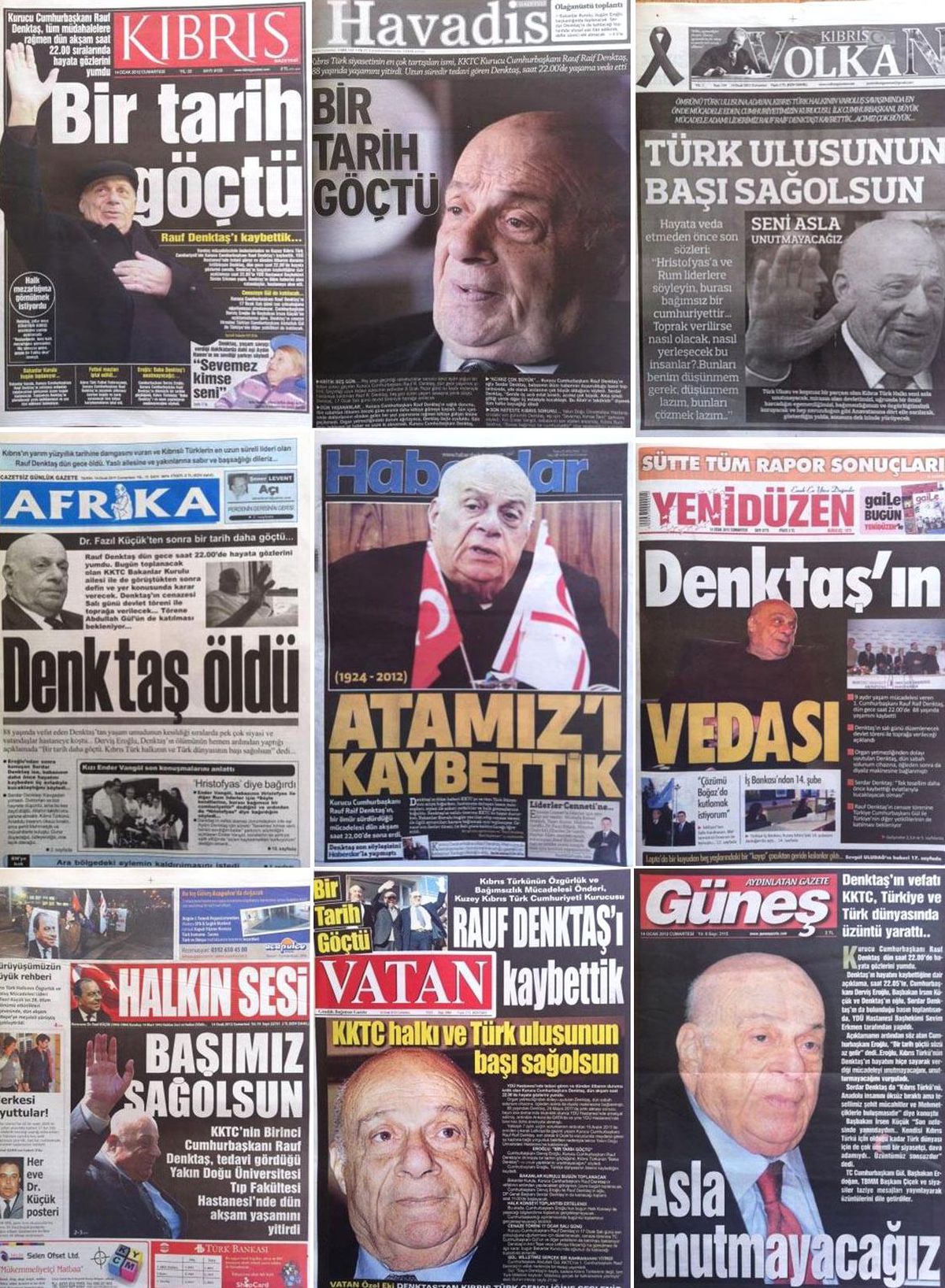 KKTC Basını Denktaş'ın Ölümünü Manşetten Verdi