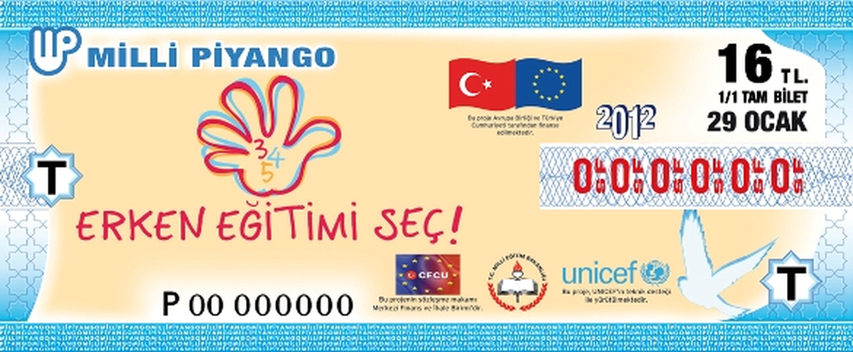 3-4-5 Erken Eğitim Seç Logosu Milli Piyango Biletlerinde
