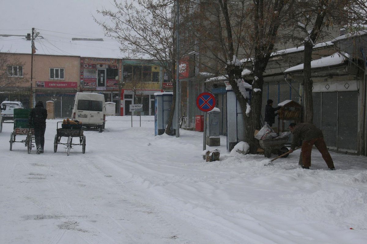 Muradiye'de Kar Yağışı ve Tipi