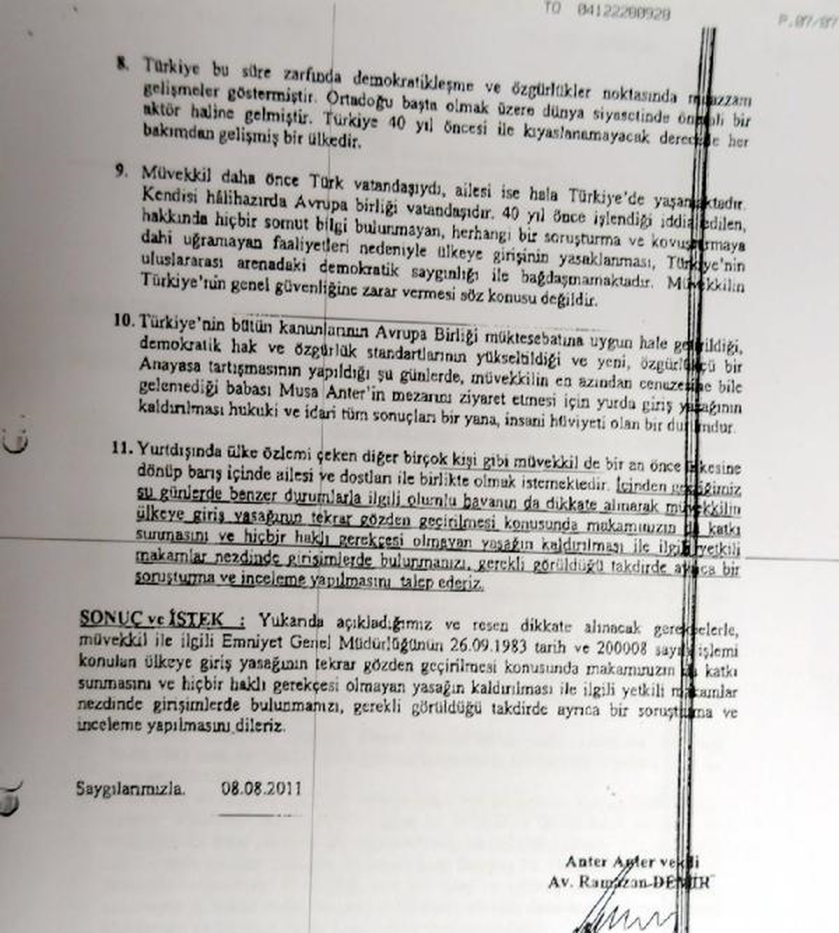 İşte Anter Anter'in 21 Yıllık Hasretine Son Veren İzin Yazısı