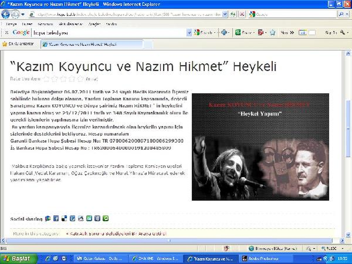 Hopa'da Nazım Hikmet ve Kazım Koyuncu Heykelleri İçin Yardım Kampanyası