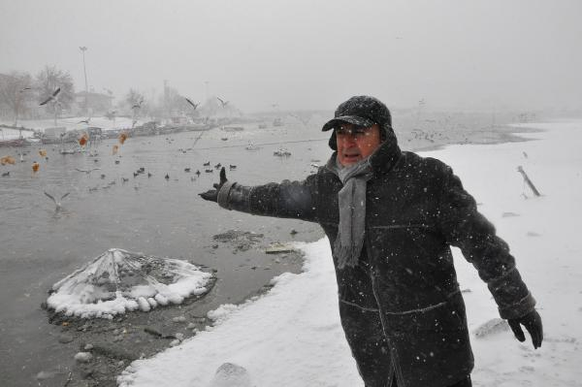 Belediye Başkanı Kuşlara Ekmek Attı