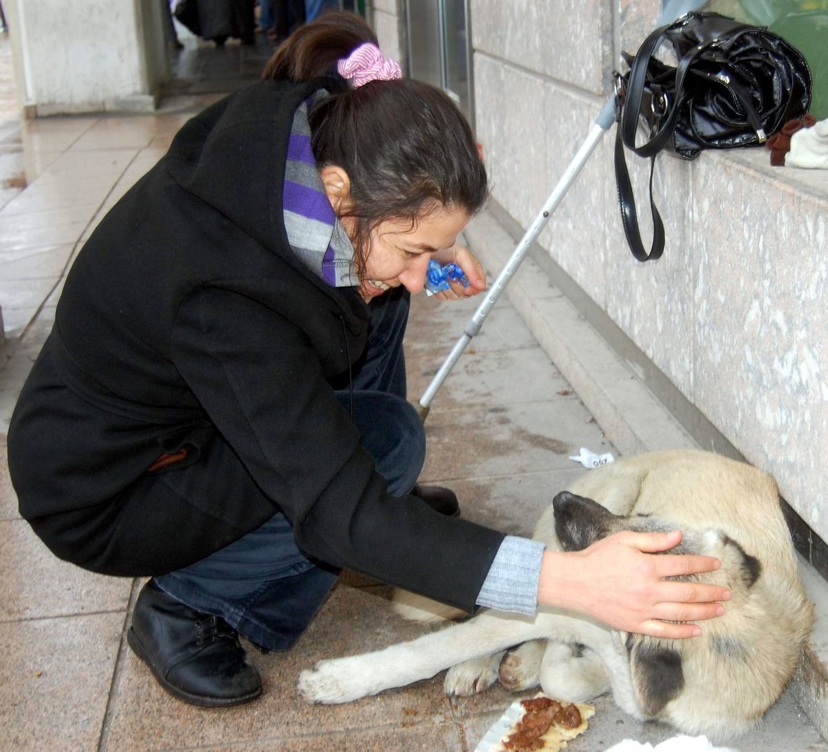 Soğukta Kıvranan Köpeği Sevgisiyle Isıttı
