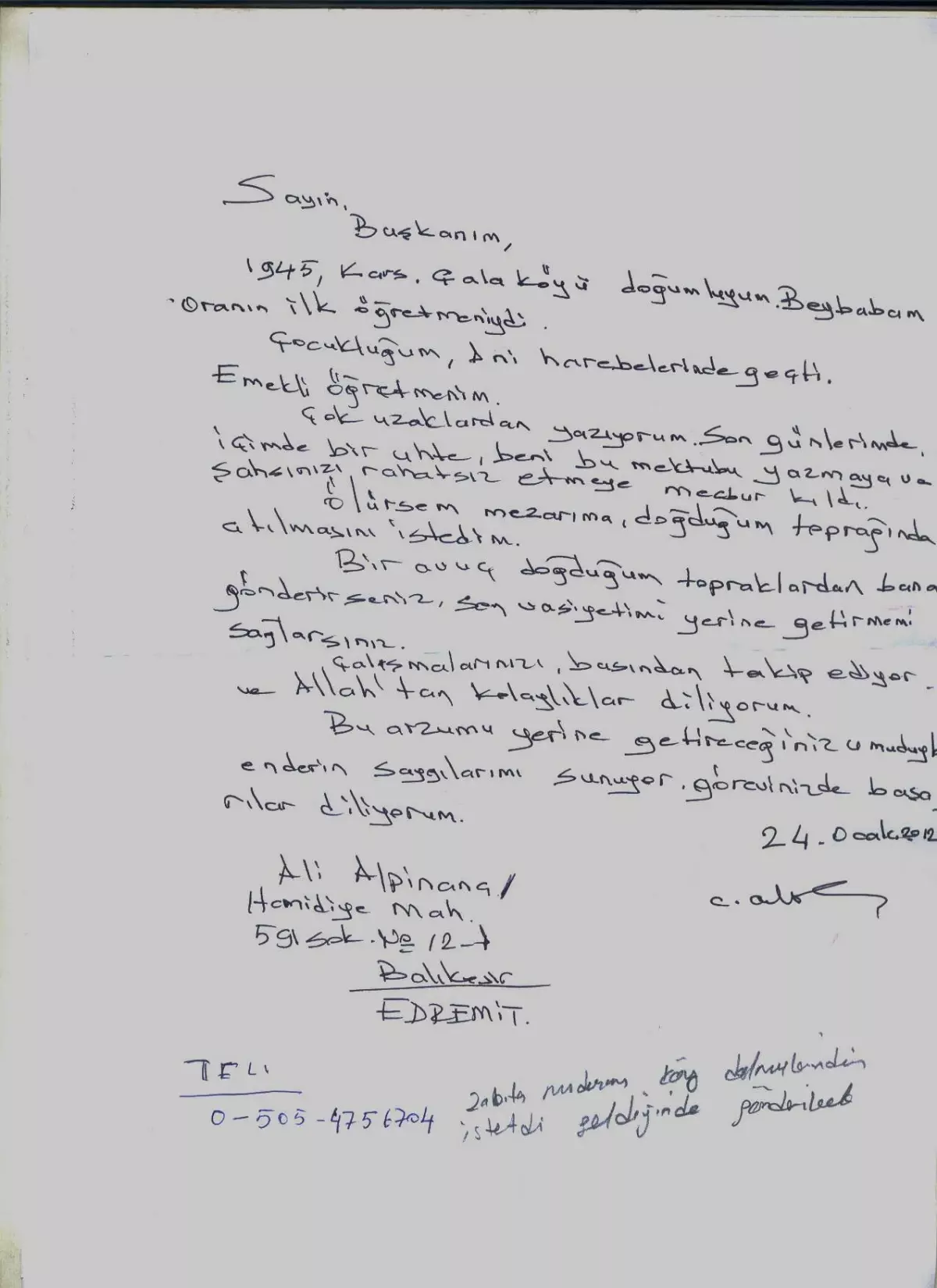 Balıkesirli Öğretmen Kars Belediye Başkanı\'ndan Mezarı Koydurtmak İçin Toprak İstedi