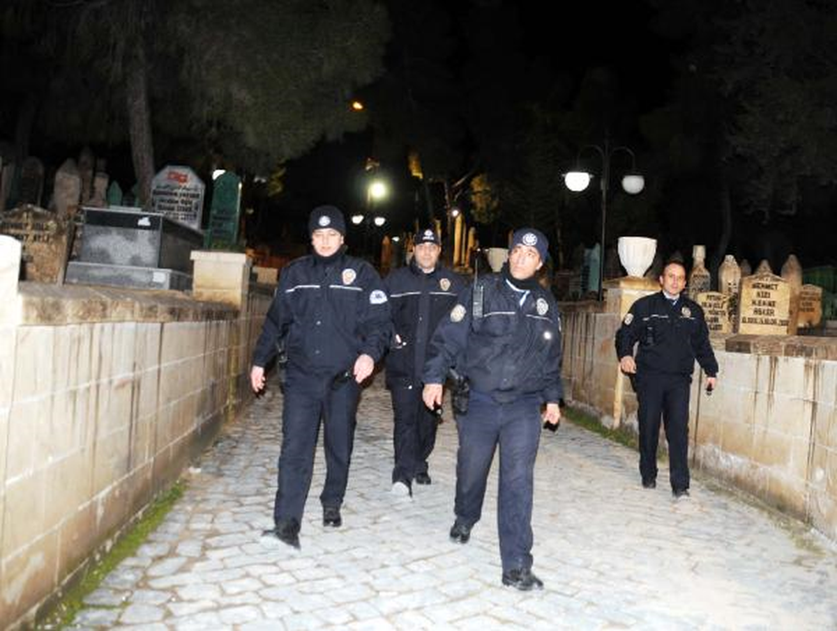 Polis Mezarlıkta Maganda Aradı