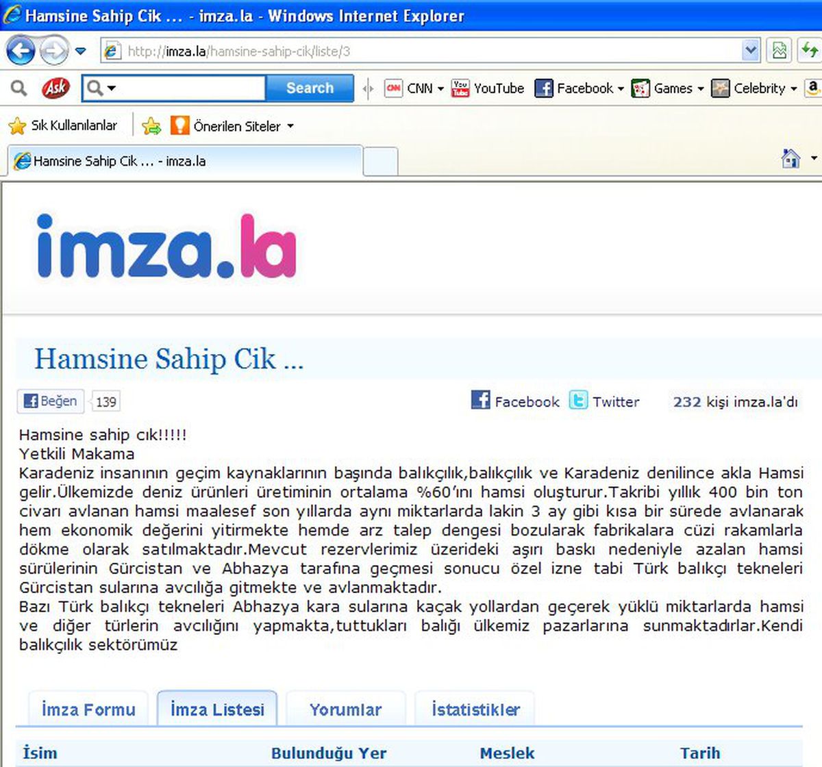 İnternette "Hamsine Sahip Çık" Kampanyası