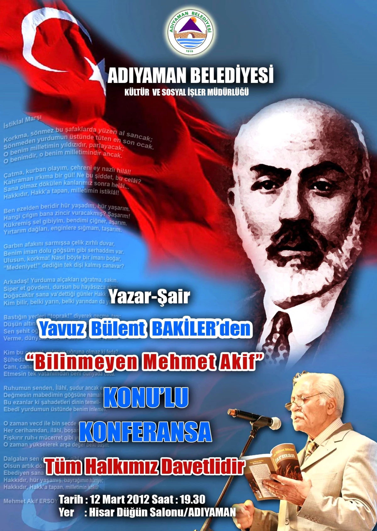 "İstiklal Marşı ve Mehmet Akif" Konulu Konferans Düzenlenecek