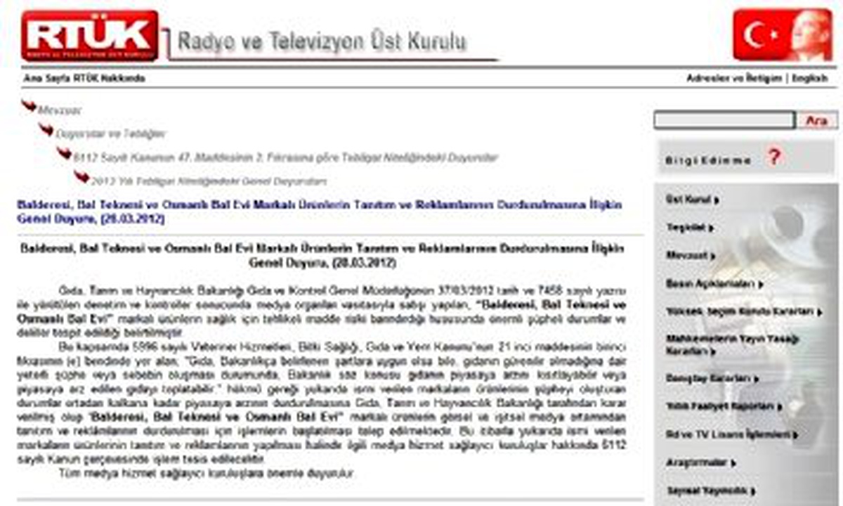 Rtük, 3 Bal Firmasının Reklamlarını Durdurdu