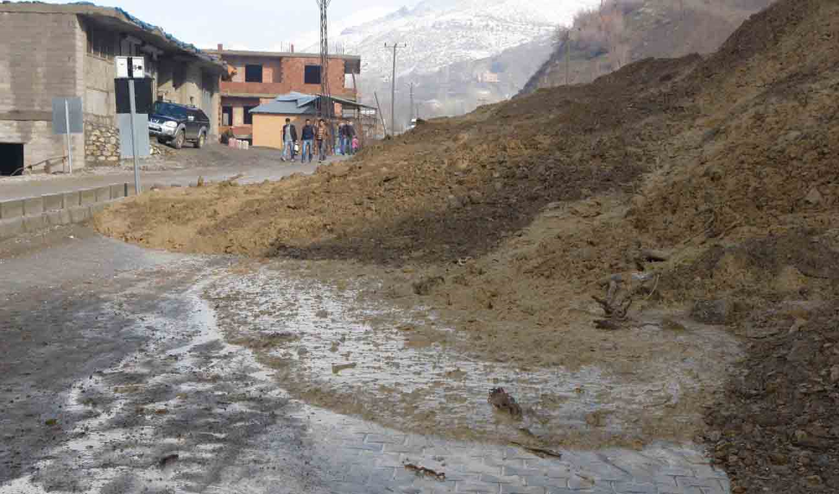 Şemdinli-Yüksekova Karayolunda Heyelan