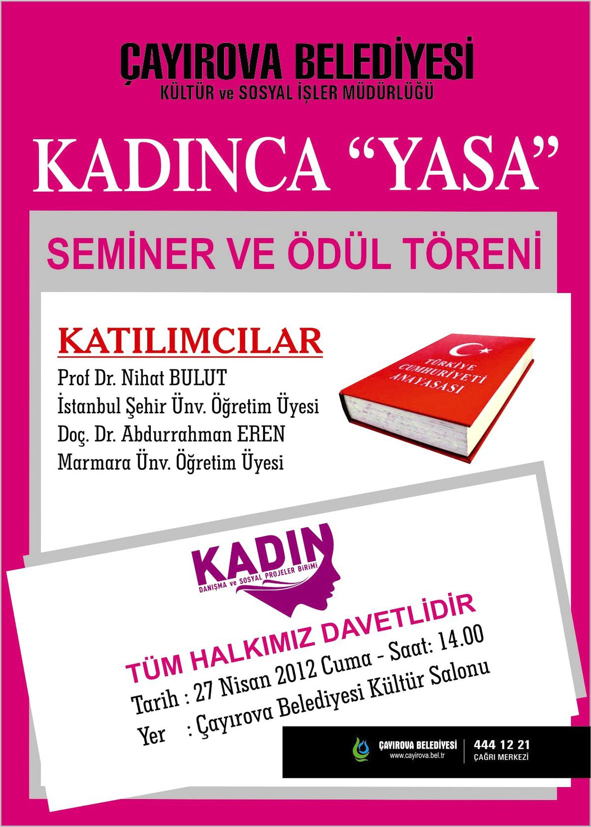 Çayırova\'da, "Kadınca Yasa" Yarışması Başvuruları Sona Erdi