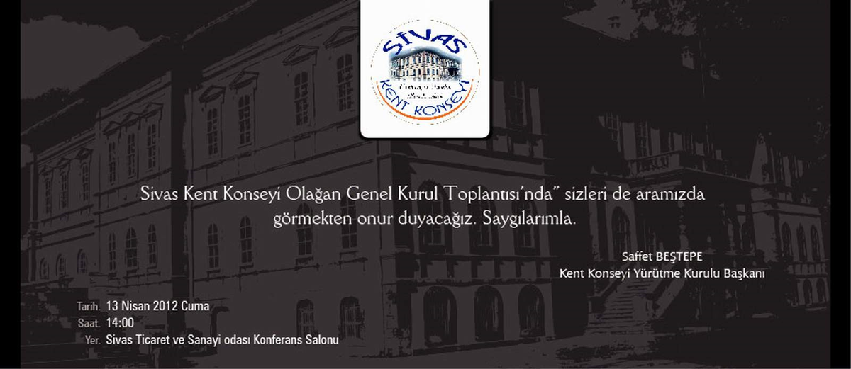 Sivas Kent Konseyi Olağan Genel Kurulu Cuma Günü Gerçekleştirilecek