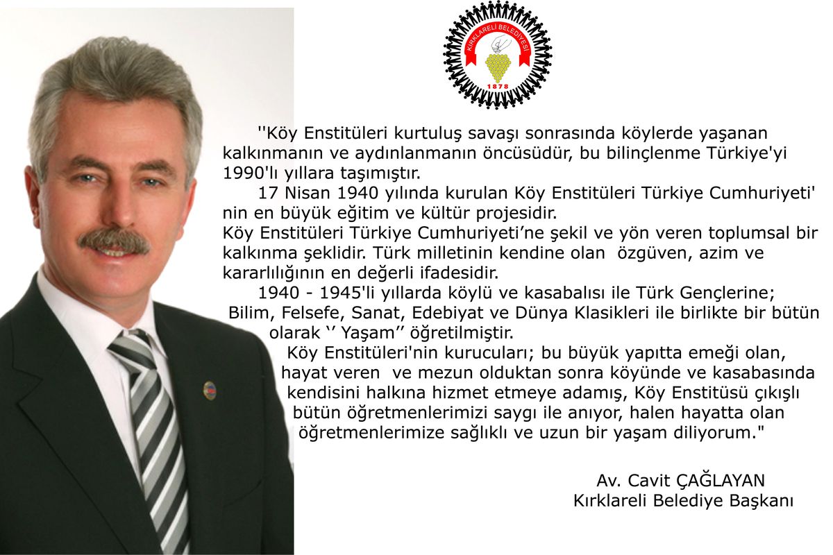 Başkan Çağlayan\'dan Köy Enstitülerinin Kuruluş Yıldönümü Mesajı